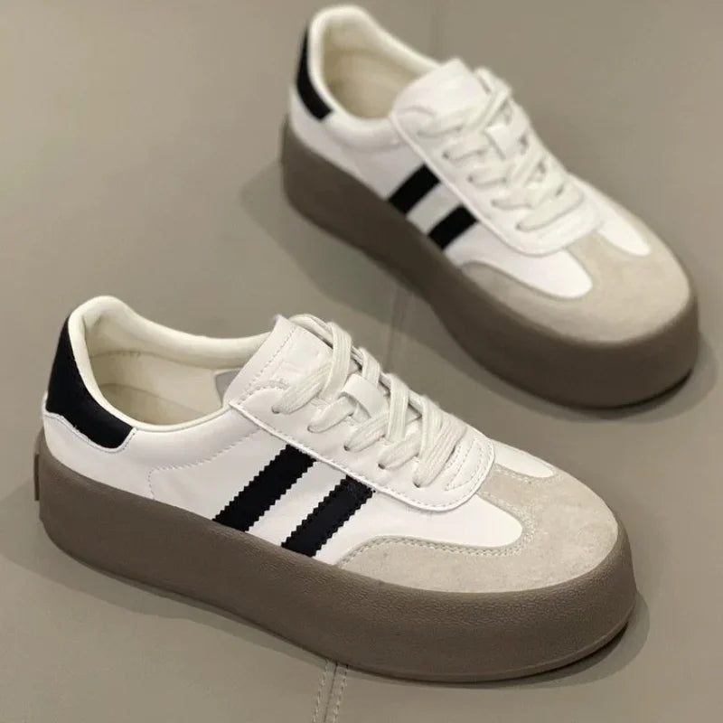 Ansoff women's casual sports shoes with thick soles, soft leather upper, and comfortable inside for trendy 2024 training wear