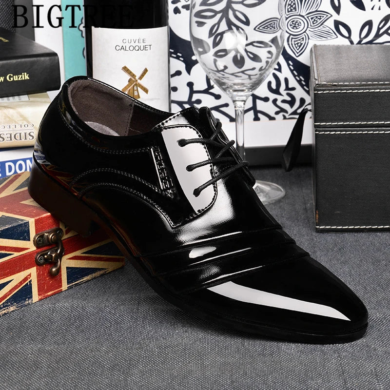 Ansoff men's formal Oxford dress shoes in black leather, suitable for office, weddings, and formal occasions.