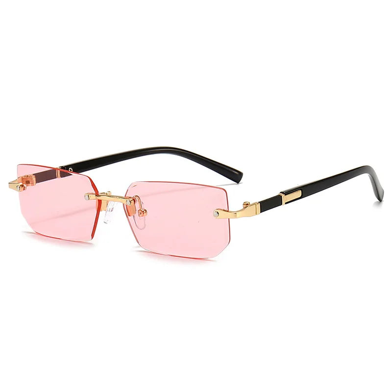 Rimless Sunglasses Rectangle Fashion Popular Women Men Shades Small Square Sun Glasses For Female Male Summer Traveling Oculos - Acros