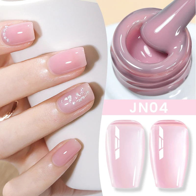 BORN PRETTY Jelly Nude Gel Nail Polish 10ml Light Pink Peach Translucent Color UV Light Cure Gel Varnish Nail Art DIY at Home - Acros