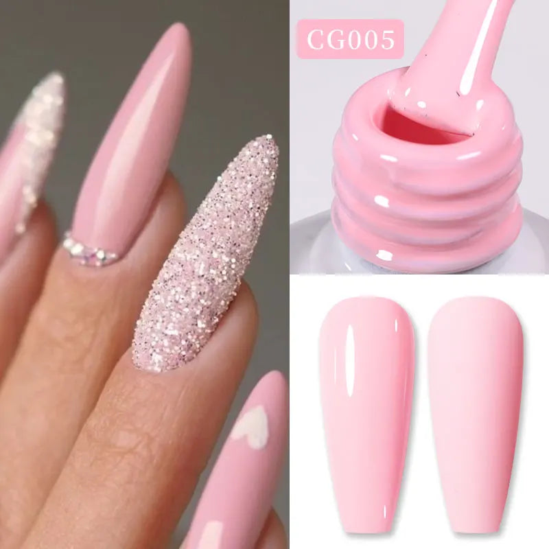 BORN PRETTY Jelly Nude Gel Nail Polish 10ml Light Pink Peach Translucent Color UV Light Cure Gel Varnish Nail Art DIY at Home - Acros