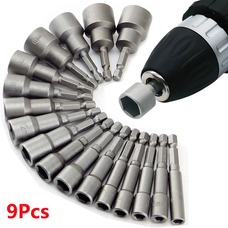9pcs/set 5mm-13mm Hex Sockets Sleeve Nozzles Nut Driver Set Screwdriver Set Schroevendraaier Set Bits Sets Tools Socket Wrenches - Acros