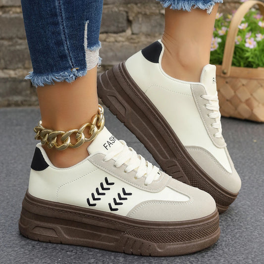 Ansoff women's round toe sports shoes with thick sole, stylish design, anti-slip outsole, suitable for work and leisure.