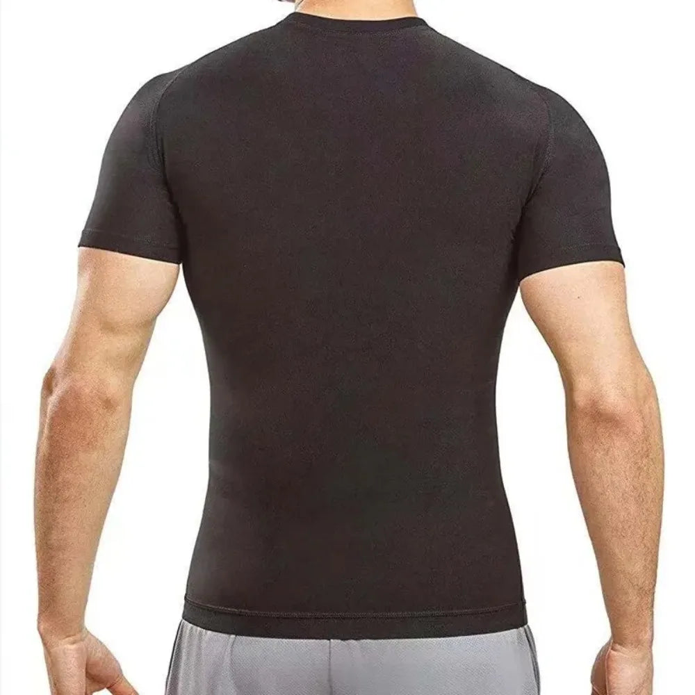 Men Sauna Sweat Vest and Short Sleeve Heat Trapping Shirt Sweat Body Shaper Waist Slimming Shapewear Workout Compression Shirt - Acros