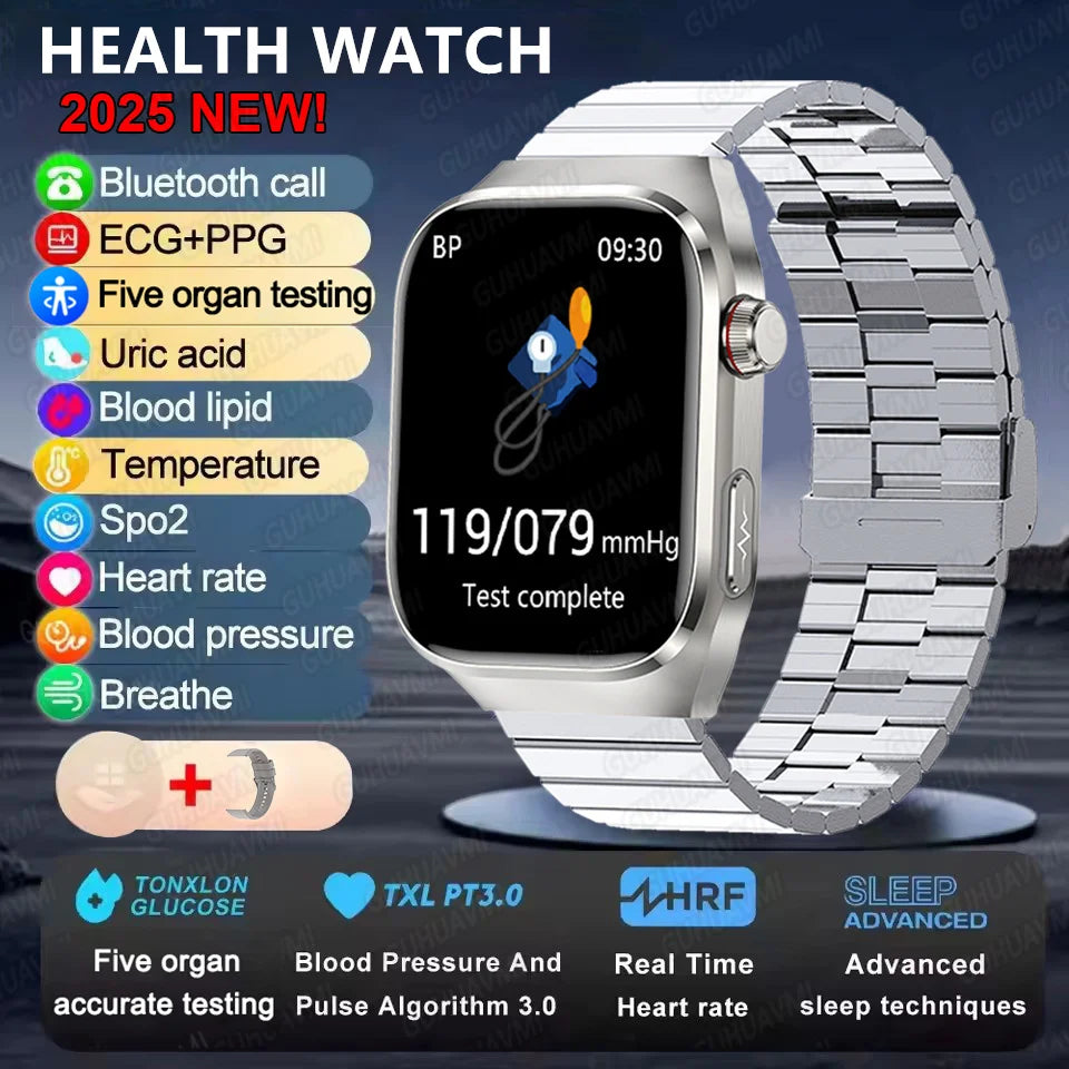 Ansoff 2025 Micro Physical Examination Smart Watch for men with uric acid, body fat, organ health, Bluetooth call, fitness tracking