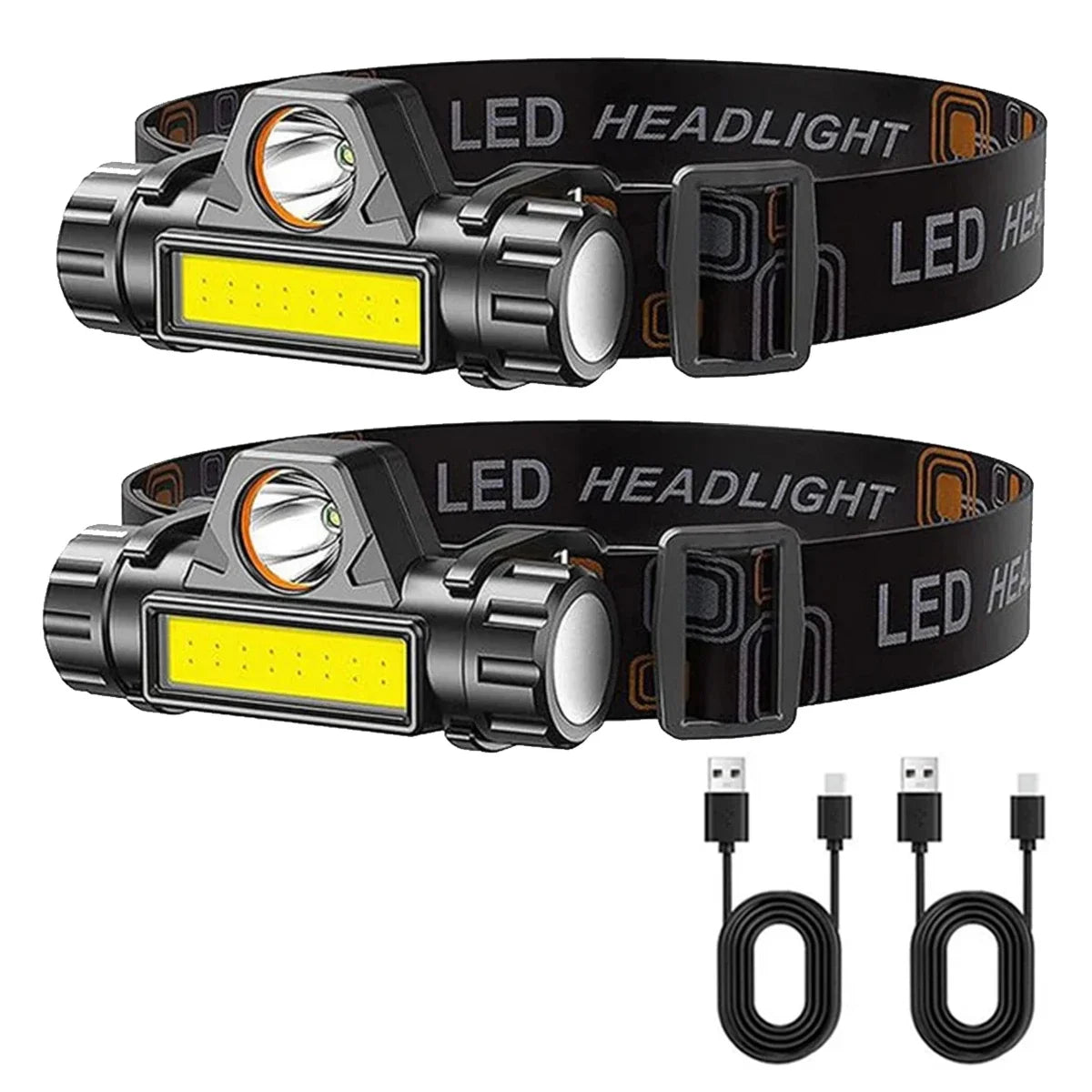 1-5PCS Rechargeable COB LED Headlamp Strong Magnetic Powerful Headlight Super Bright Waterproof Head Torch For Outdoor Fishing - Acros