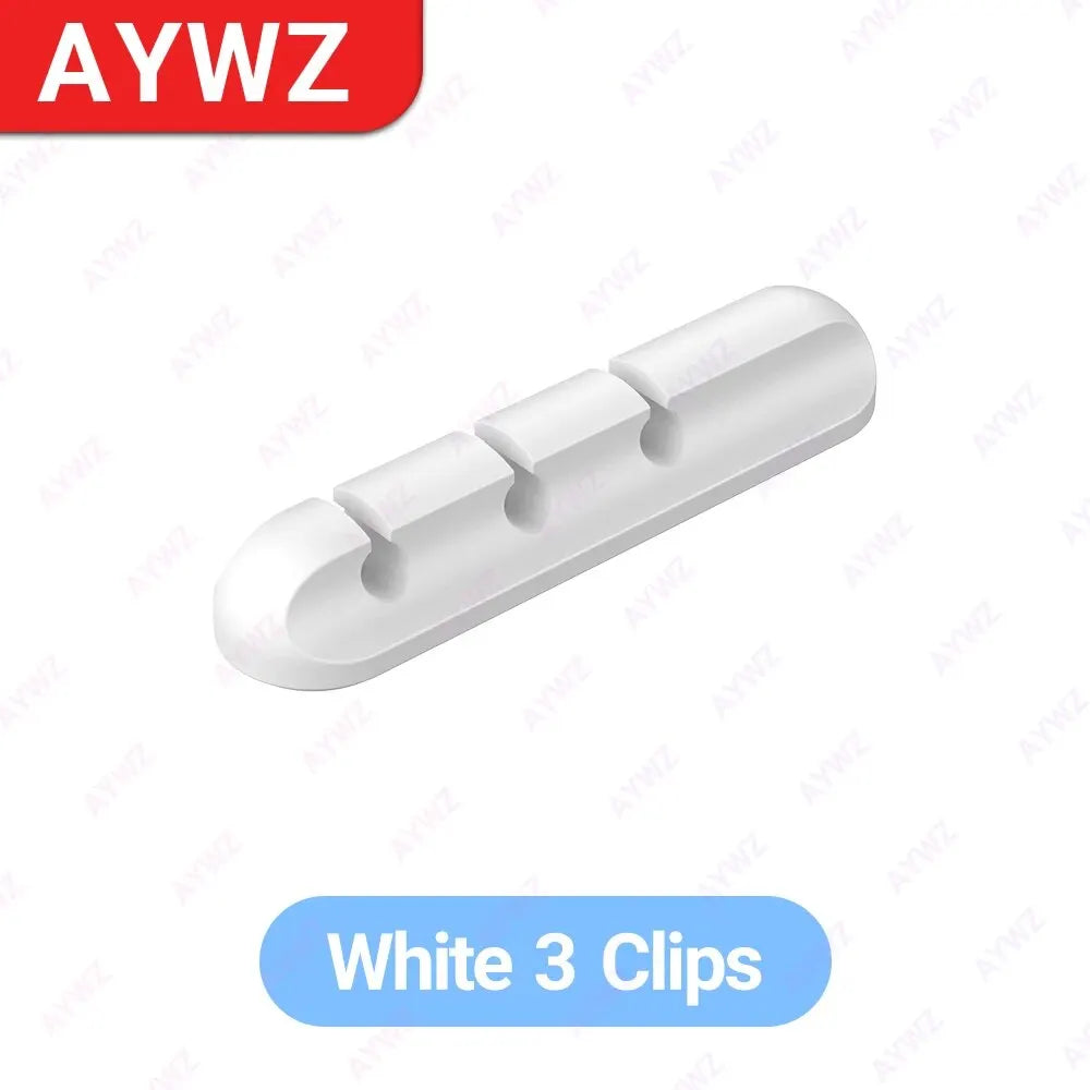 Ansoff adhesive cable holder clips for organizing desktop USB charging, power, and mouse cables with easy-to-apply wire management.