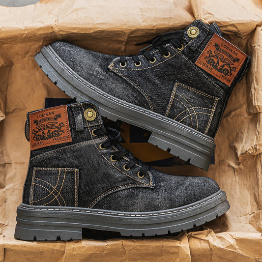 Men's Ansoff canvas denim climbing boots with breathable fabric, stylish casual design, ideal for outdoor and versatile footwear.