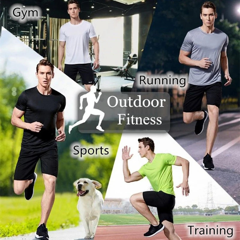 Men's Quick Dry Short Sleeve Gym Running Moisture Wicking Round Neck T-Shirt Training Exercise Gym Sport Shirt Tops Lightweight - Acros