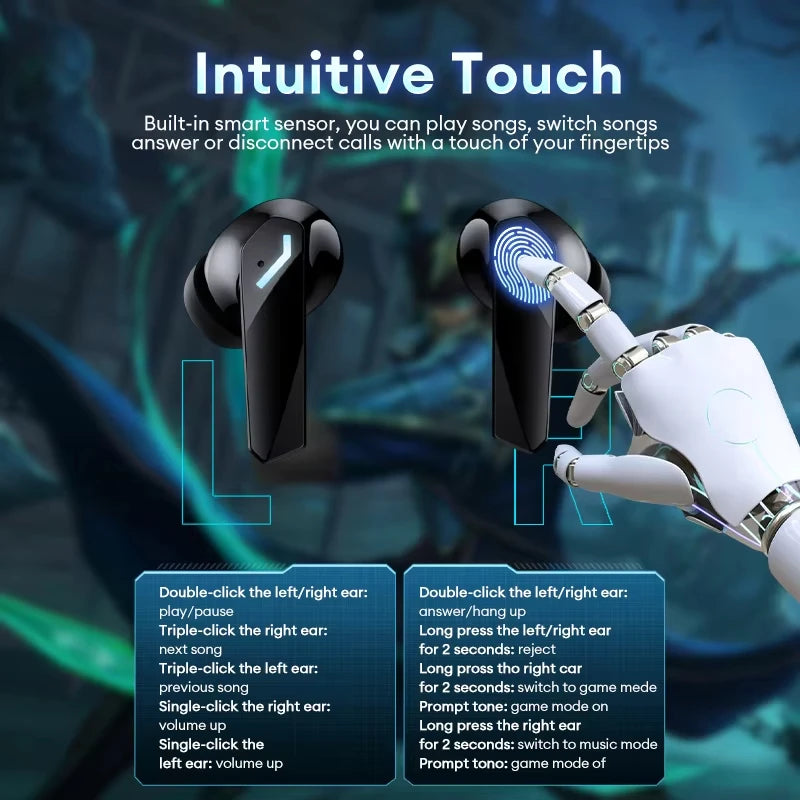 New Lenovo XT53 Wireless Upgrade Bluetooth 5.4 Earphones LED Digital Display Waterproof Headphones Low Latency Gaming Earbuds - Acros