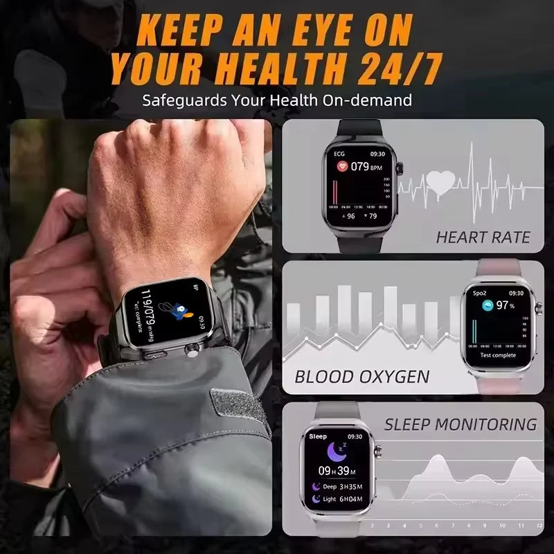 Ansoff 2025 Micro Physical Examination Smart Watch for men with Bluetooth call, uric acid, body fat, and five-organ health tracking.