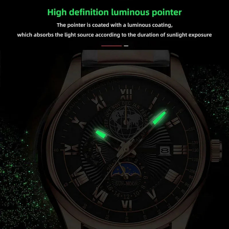 2024 Fashion Men Watch Fashion Top Luxury Sport Men's Wristwatch Waterproof Luminous Leather Date Quartz Watches Man Clock - Acros