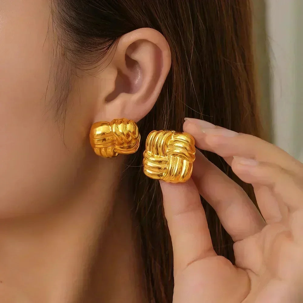 Vintage Geometry Irregular Eardrop Personality Asymmetry Dripping Oil Earrings for Women Fashion Daily Commuting Jewelry Gifts - Acros