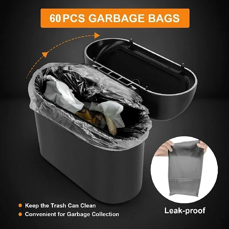 Car Trash Can (with Lid) Contains 60 (300) Garbage Bags, Small Car Trash Can, Leak-proof Mini Car Accessories - Acros
