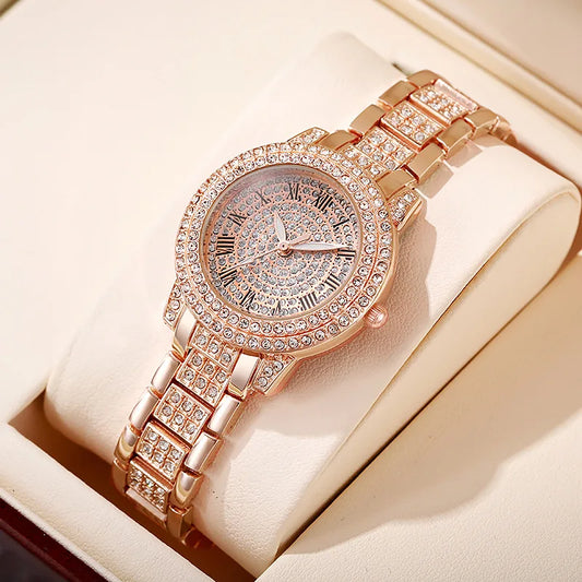 Women's Watches Fashion Original Quartz Wrist Watch for Ladies Roman Dial Dazzling Diamond Waterproof Luminous Luxury New - Acros