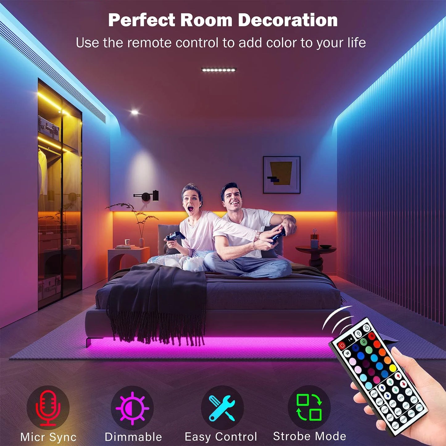 RGB Led Strip Lights 5m 10m 20m 30m Led Room Light with APP Control Flexible Ribbon Luces Led Tape for Room Bedroom Decoration - Acros