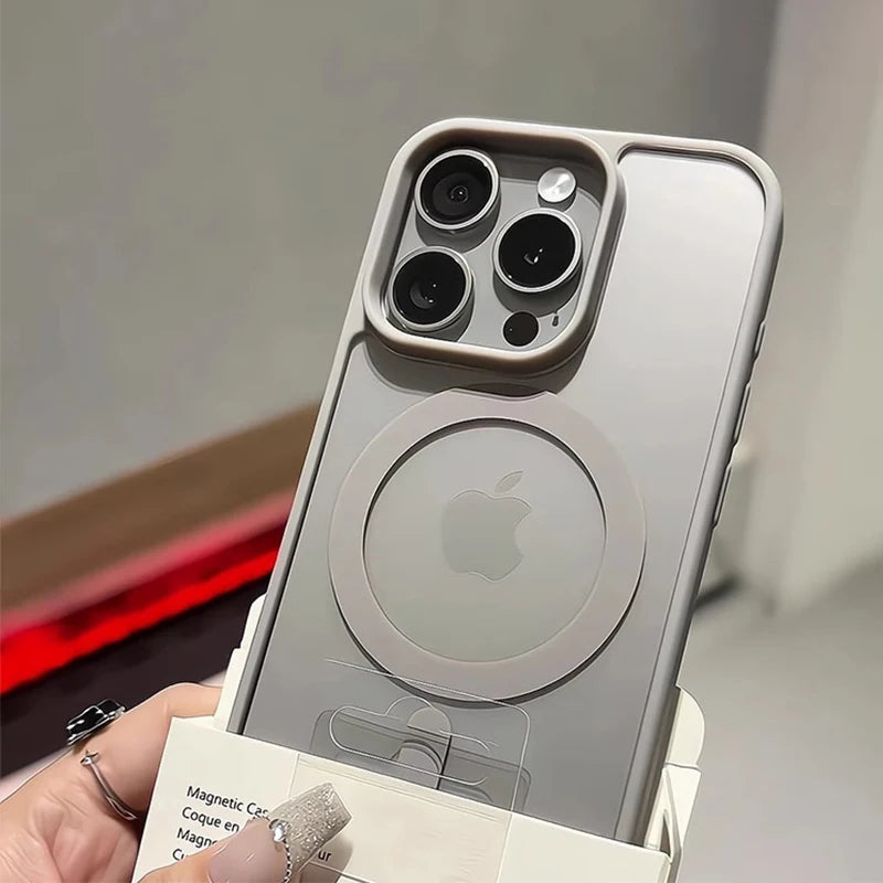 Matte Natural Titanium magnetic charging phone case for iPhone 16 15 14 13 12 11 Pro Max Plus Mini magsafe shockproof hard cover - Acros