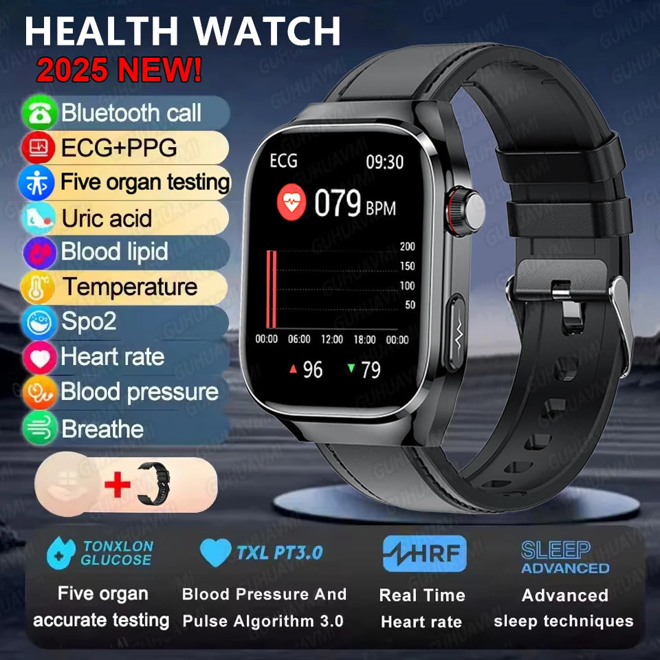 Ansoff 2025 micro physical examination smart watch for men, with body fat, uric acid, five organ health monitoring, Bluetooth call functionality.