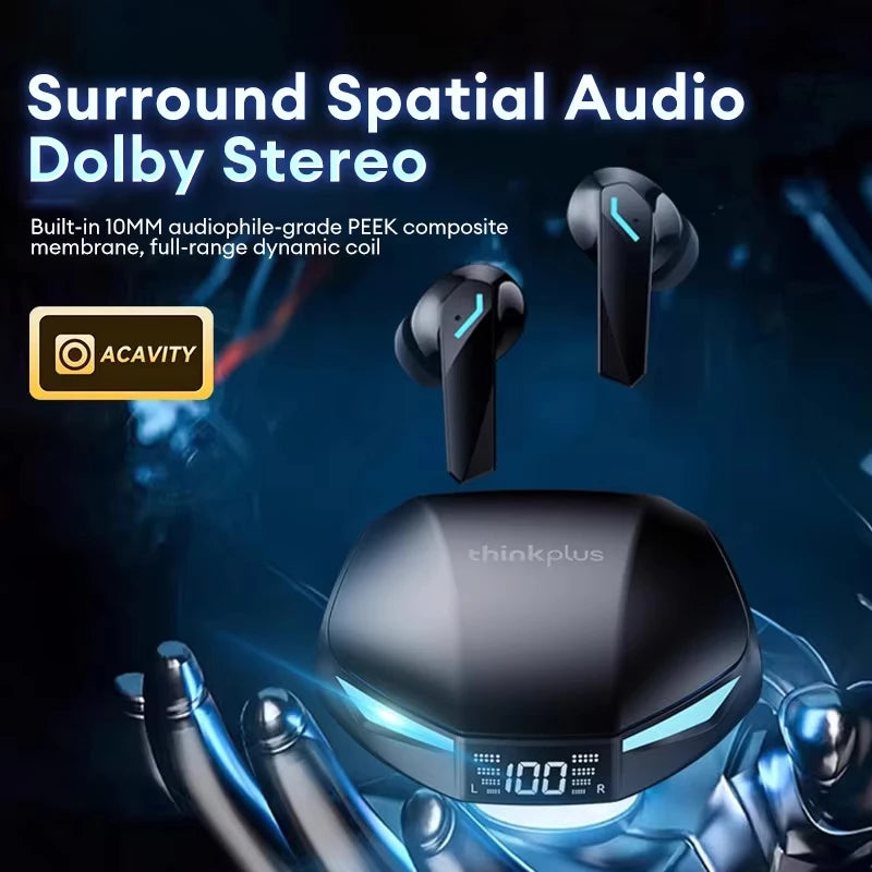 New Lenovo XT53 Wireless Upgrade Bluetooth 5.4 Earphones LED Digital Display Waterproof Headphones Low Latency Gaming Earbuds - Acros