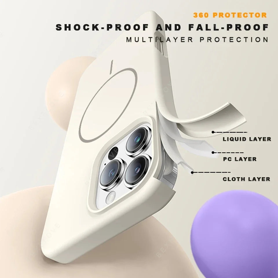 Magnetic Phone Case For iPhone 15 14 16 Plus 11 12 13 16 Pro Max Silicone Official Lanyard Magsafe Strap Protector Soft Cover - Acros