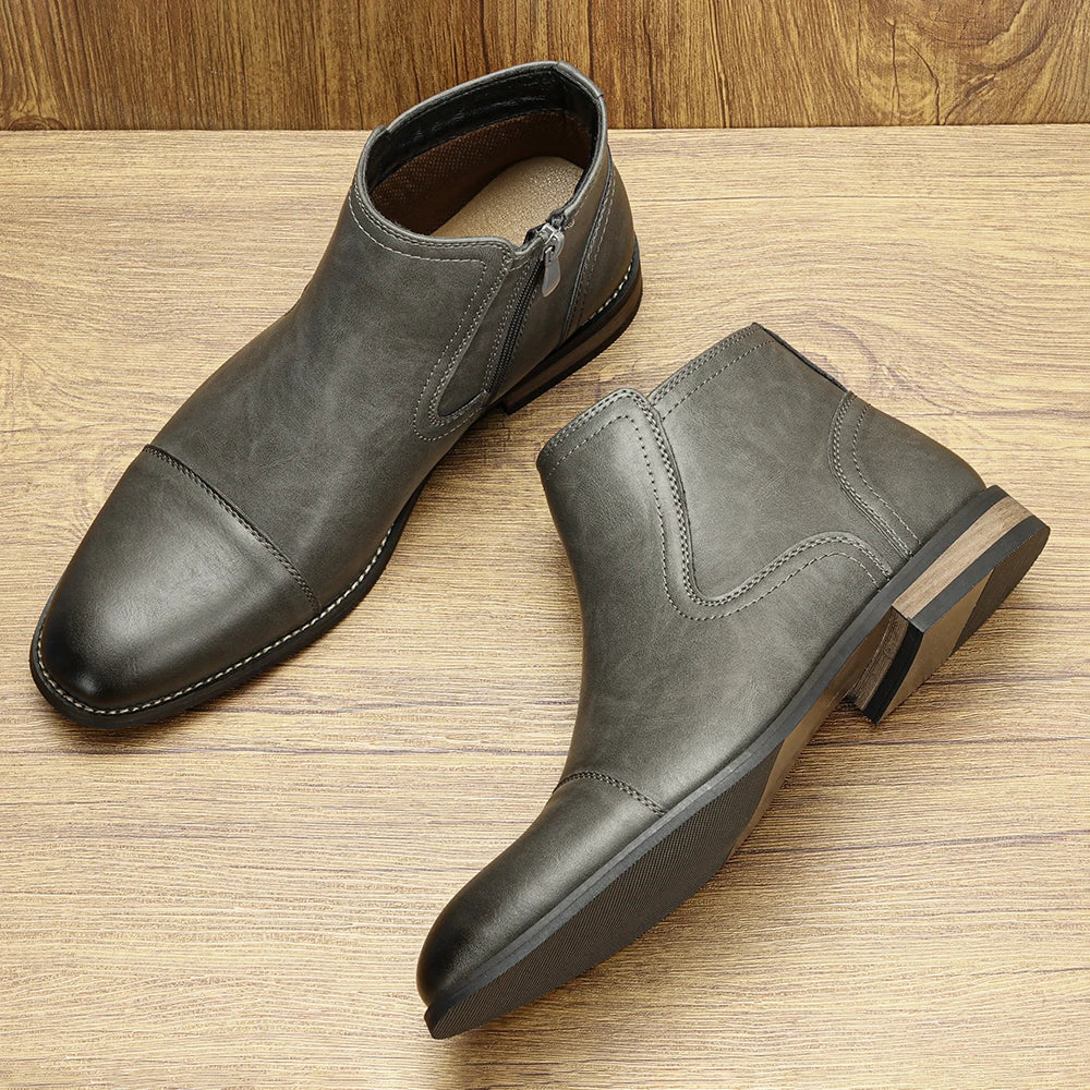 Men's comfortable fashion leather boots by Ansoff, stylish and durable footwear for versatile everyday wear.
