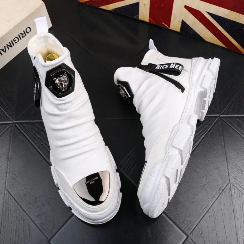 Black men's winter snow boots by Ansoff with high cotton lining, casual ankle design, warm leather, ideal for autumn and winter wear.