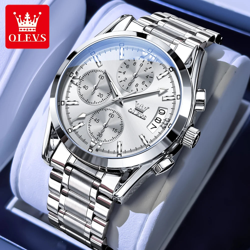 OLEVS 2987 Watches For Man Multifunctional Chronograph Quartz Watch Waterproof Luminous Watches Original Business Brand Reloj - Acros