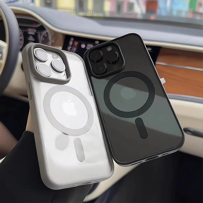 Matte Natural Titanium magnetic charging phone case for iPhone 16 15 14 13 12 11 Pro Max Plus Mini magsafe shockproof hard cover - Acros