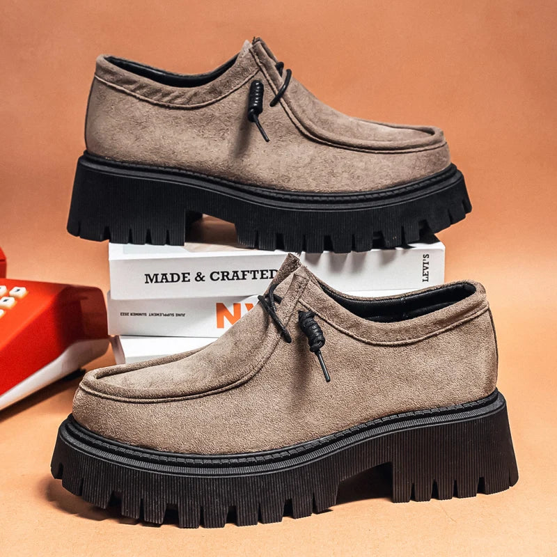 Men's Shoes 2025 Autumn New Style High-heel Thick-soled Loafers, Durable and Retro Casual Shoes, Everyday Street Trend Sneakers - Acros