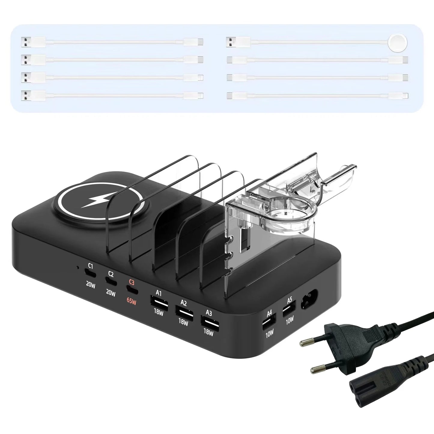 Multifunctional Charger 9in1 Wireless Charger For Mobile Phones Watches Headphones Multi Port Charger Fast Charger