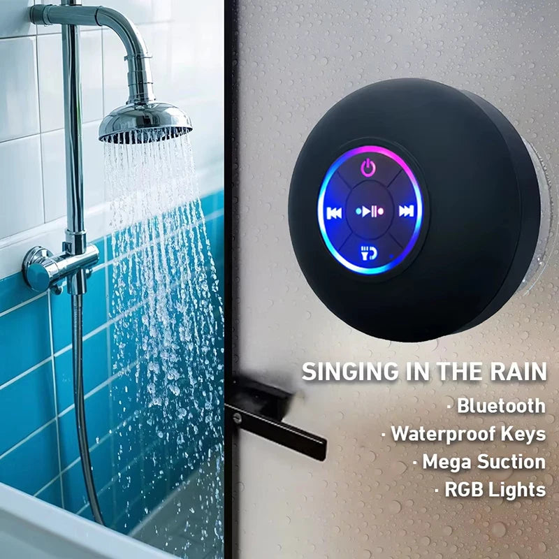 Portable Wireless Bluetooth Speaker LED Light IPX4 Waterproof Loudspeaker Outdoor Bathroom Large Suction Cup Stereo Sound Box - Acros