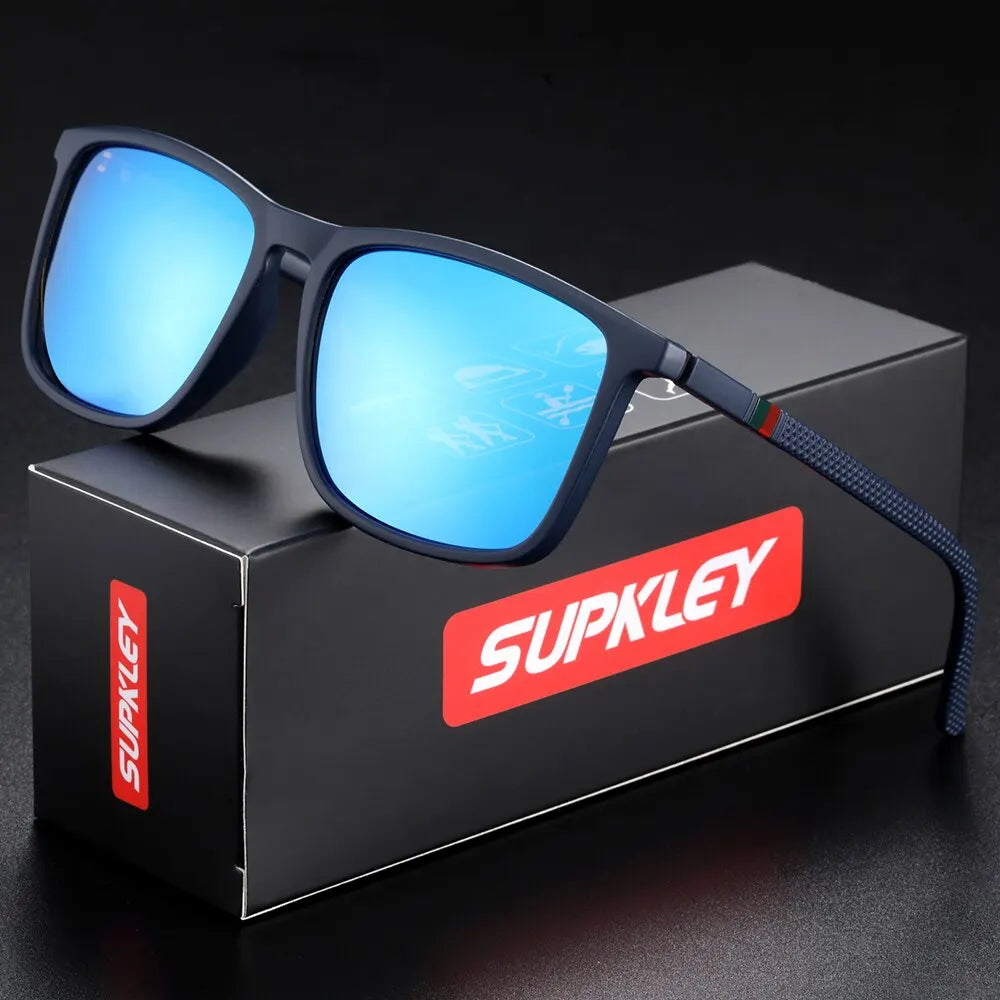 SUPKLEY Sports Sunglasses for Men Polarized Comfortable Wear Square Sun Glasses Male Light Weight Eyewear Accessory with Origina - Acros