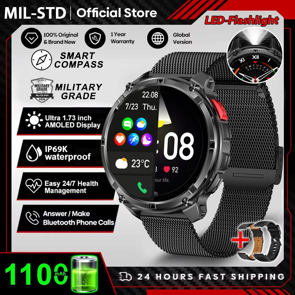 New T-Rex3 Ultra 1100mAh Battery Smart Watch GPS Track Compass IP69K Waterproof Sports tracker Outdoors Military Smartwatches - Acros