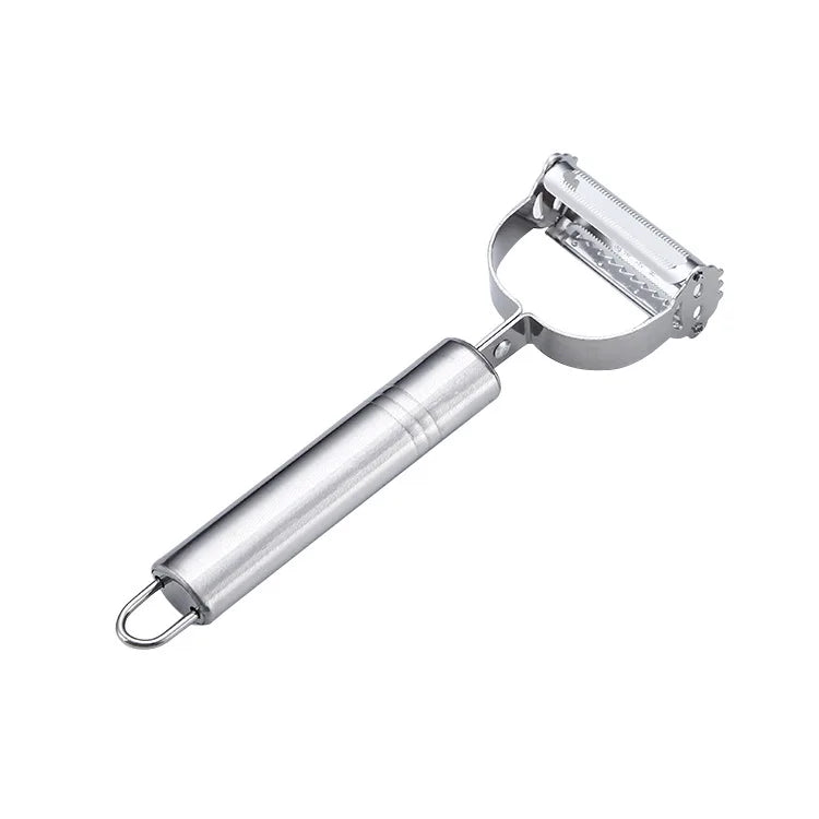 Ansoff stainless steel double-head vegetable peeler with ergonomic handle, designed for peeling fruits and vegetables efficiently.