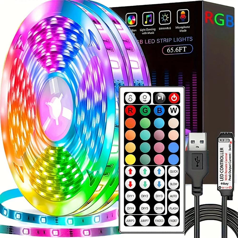 Ansoff LED strip lights with remote control, 1m to 20m RGB tape for wall, room, bedroom, party decor, and TV backlighting