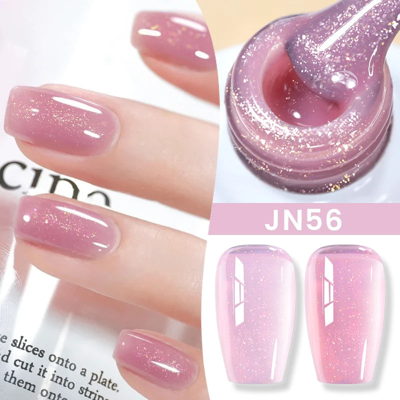 BORN PRETTY Jelly Nude Gel Nail Polish 10ml Light Pink Peach Translucent Color UV Light Cure Gel Varnish Nail Art DIY at Home - Acros