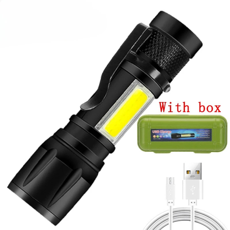 Rechargeable LED Flashlight Zoomable Torch with LCD Display 3 Modes Waterproof High Power Hand Light Outdoor Wilderness Camping - Acros