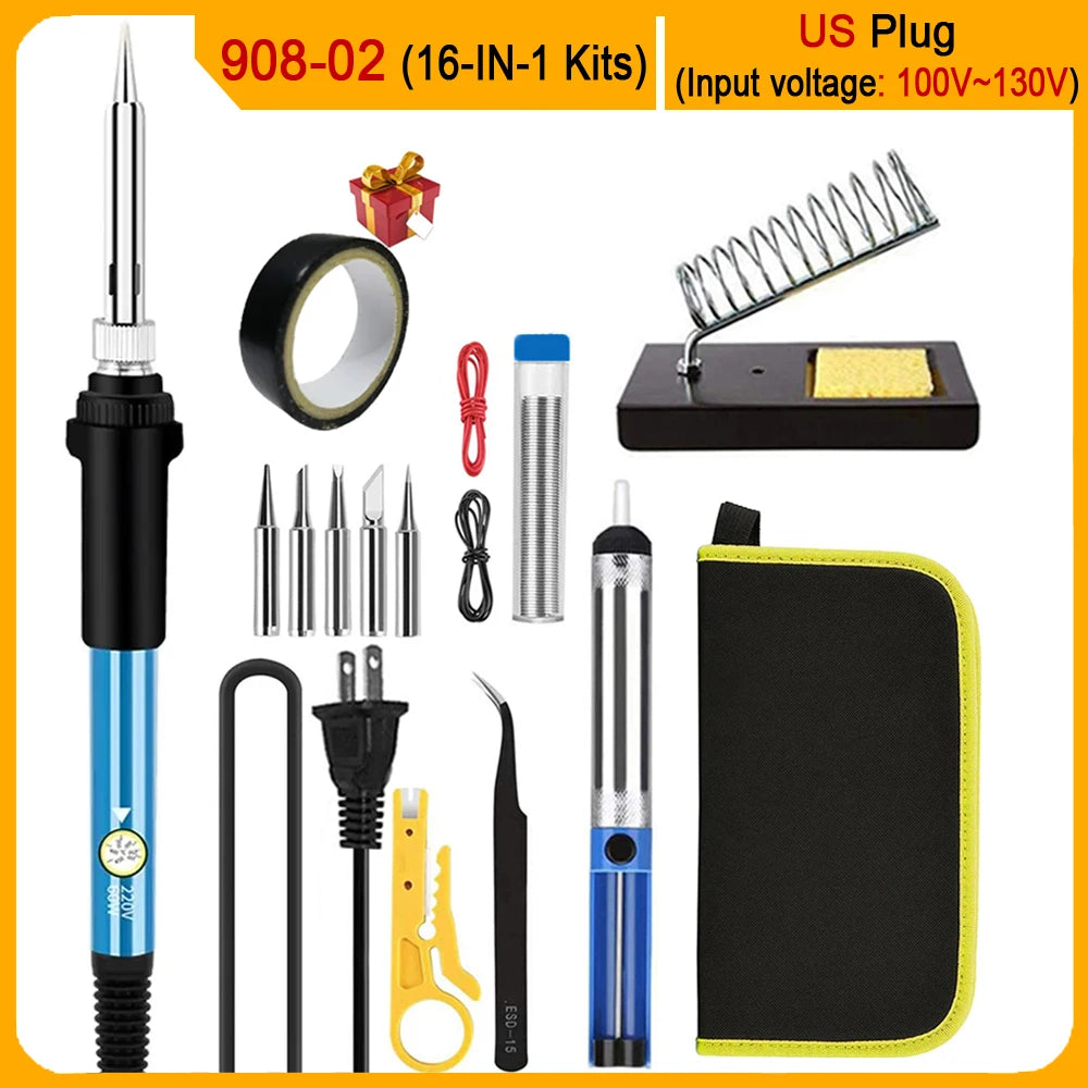 2026 Electric Soldering Iron Kits (SKU:10-IN-1)(16-IN-1)(20-IN-1) 60W Adjustable Temperature Replaceable Soldering Iron Welding - Acros