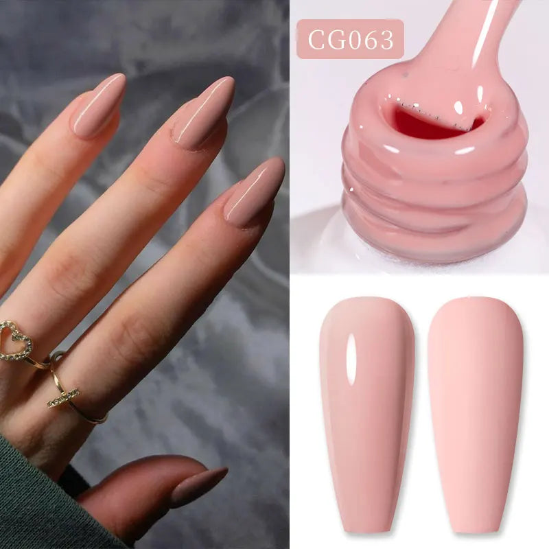 BORN PRETTY Jelly Nude Gel Nail Polish 10ml Light Pink Peach Translucent Color UV Light Cure Gel Varnish Nail Art DIY at Home - Acros