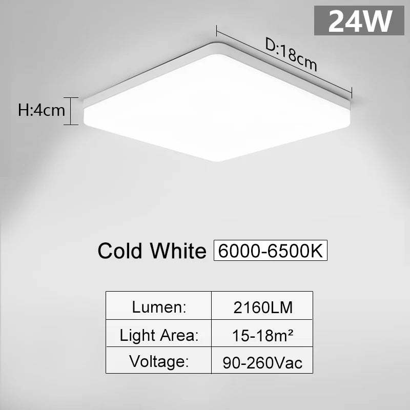 MARPOU Square Led ceiling lamp bedroom lighting Neutral white cold white warm white 48W 36W 24W 18W led ceiling light room - Acros