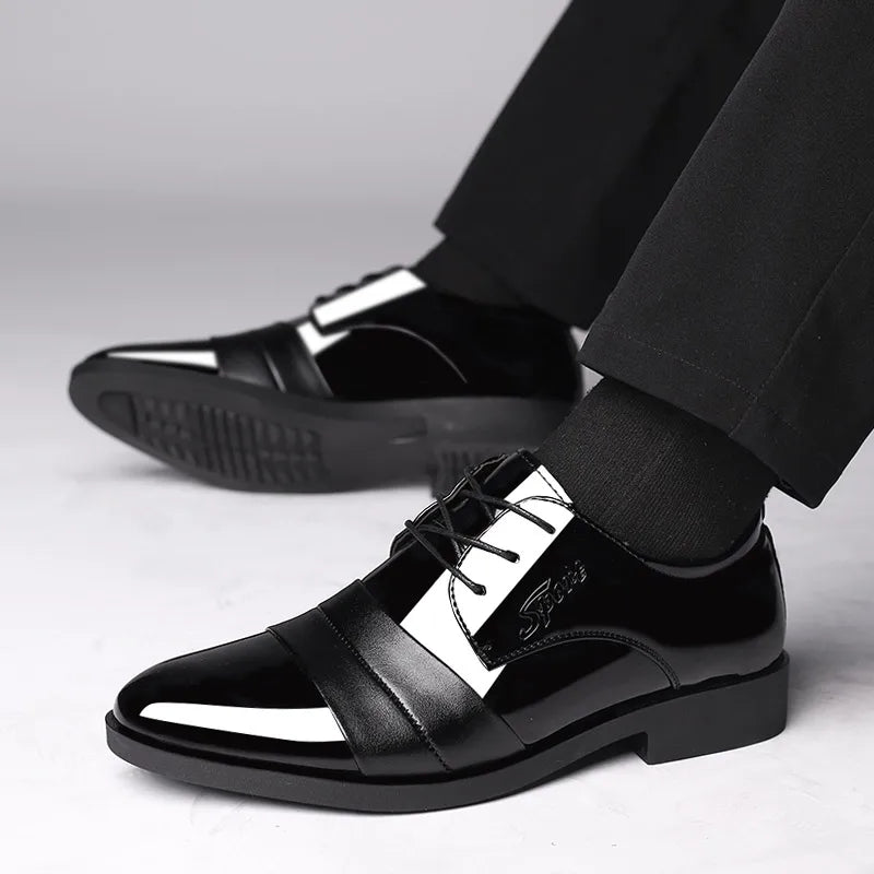 Social Shoe for Men Casual Business Patent Leather Dress Shoes Man Bright Upper Pointed Toe 2025 Trend Office Suit Footwear New - Acros