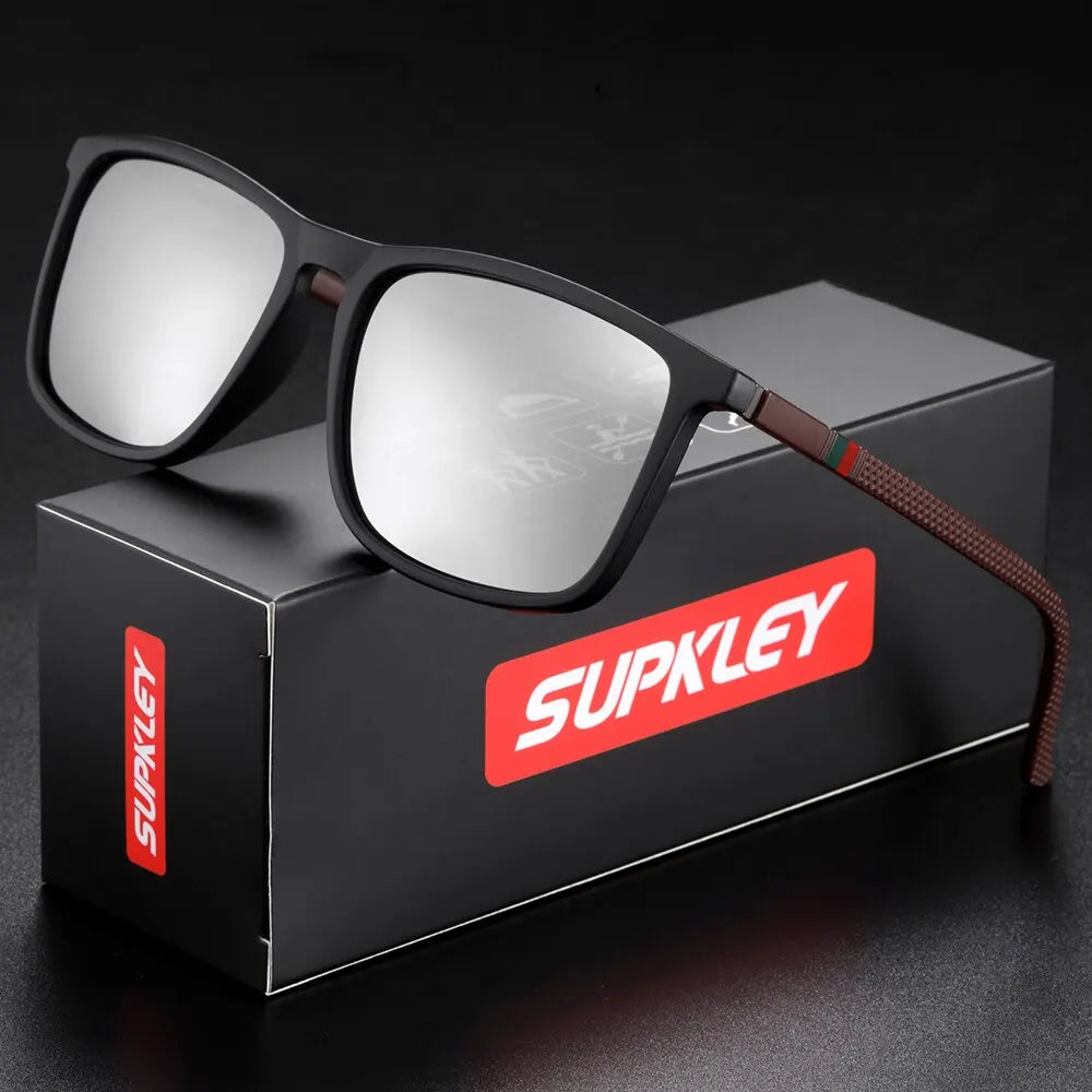 SUPKLEY Sports Sunglasses for Men Polarized Comfortable Wear Square Sun Glasses Male Light Weight Eyewear Accessory with Origina - Acros