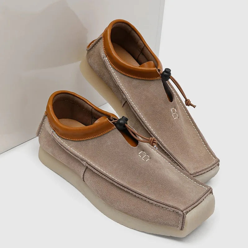 Ansoff men's square toe suede loafers, luxury designer casual sneakers with skateboard-inspired moccasin style.