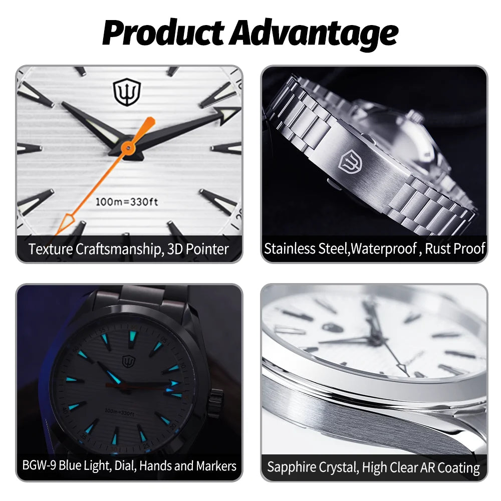 Watchdives WD0006 Watch VH31 Sweep Second Movement Domed Sapphire Crystal BGW9 Luminous 10Bar Waterproof 38mm Vintage Watches - Acros