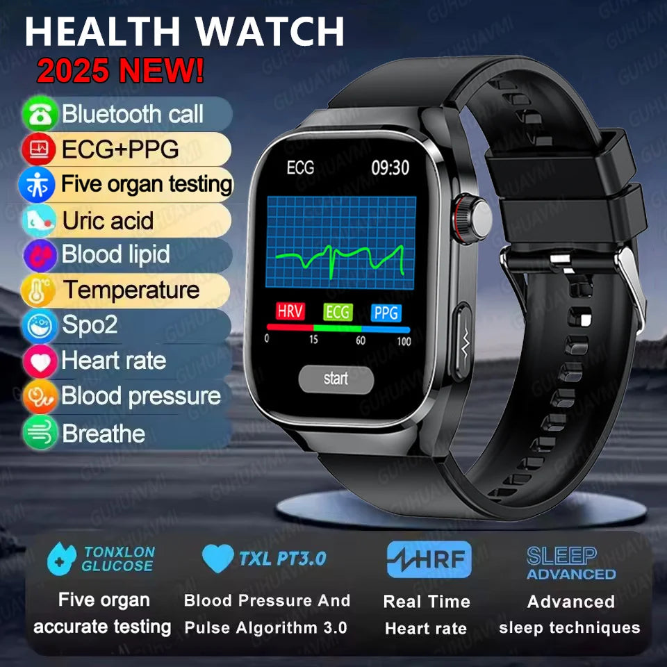 Ansoff 2025 Micro Physical Examination Smart Watch for men with Bluetooth call, uric acid, body fat, and five-organ health tracking.