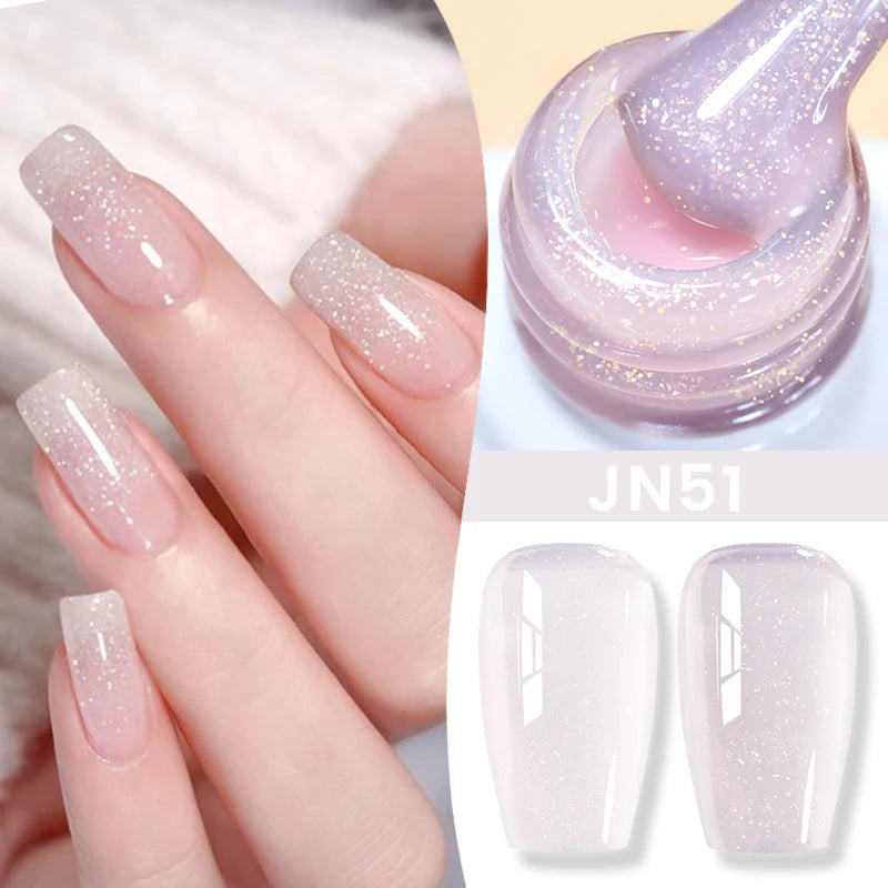 BORN PRETTY Jelly Nude Gel Nail Polish 10ml Light Pink Peach Translucent Color UV Light Cure Gel Varnish Nail Art DIY at Home - Acros