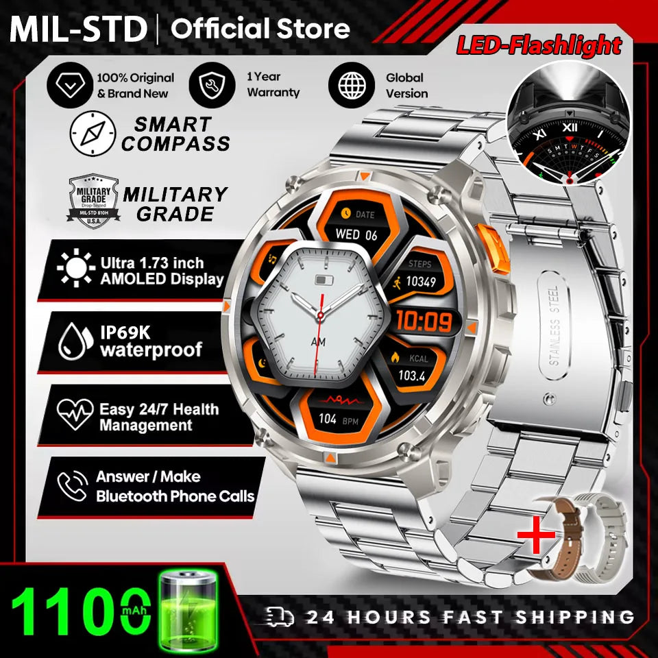 New T-Rex3 Ultra 1100mAh Battery Smart Watch GPS Track Compass IP69K Waterproof Sports tracker Outdoors Military Smartwatches - Acros