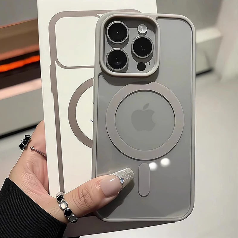 Matte Natural Titanium magnetic charging phone case for iPhone 16 15 14 13 12 11 Pro Max Plus Mini magsafe shockproof hard cover - Acros