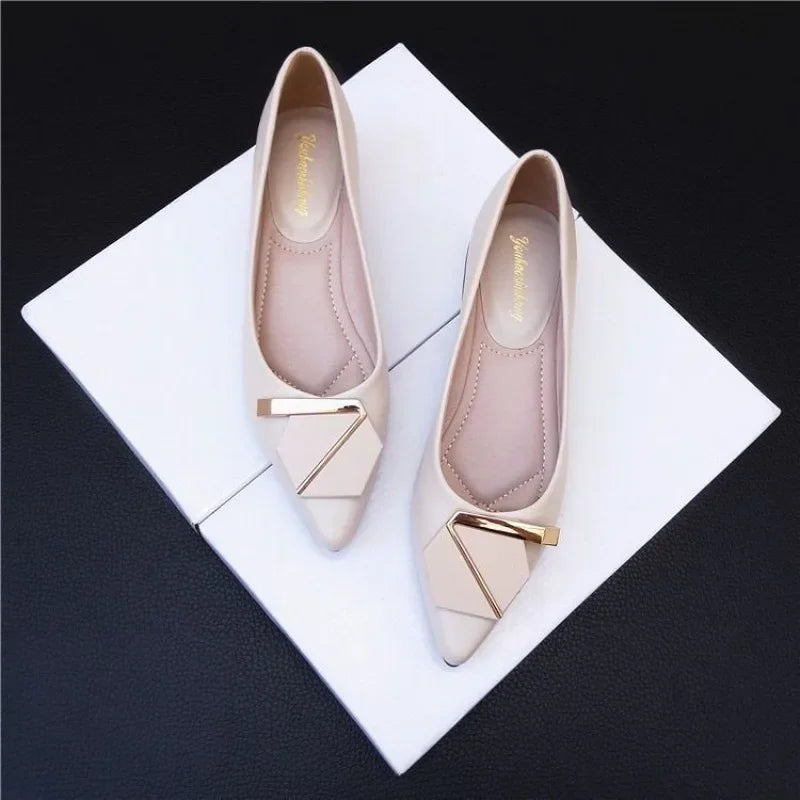 Ansoff women's Korean style flats, comfortable genuine leather, trendy non-slip shoes, perfect for casual wear.