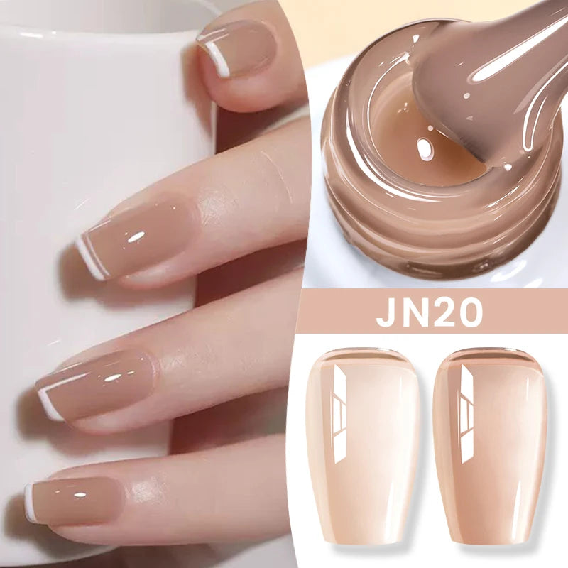 BORN PRETTY Jelly Nude Gel Nail Polish 10ml Light Pink Peach Translucent Color UV Light Cure Gel Varnish Nail Art DIY at Home - Acros